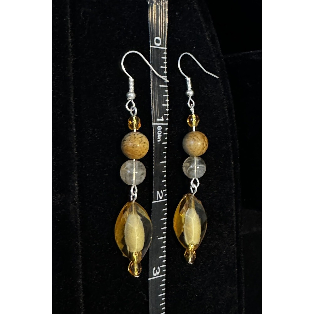 Fidelias Studio Bracelet & Earring Set Silver Tone Citrine Jasper Look Beach - Picture 6 of 8